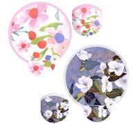 FOSDICK 2 Pcs Round Folding Handheld Fans Portable Foldable Fan Chinese Japanese Style Hand Fan Beautiful Flower Summer Folding Fans for Wedding Party Festival Home Decoration, 20cm