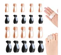 FOSDICK 20Pcs Finger Strap, Breathable Finger Splint Straps for Broken Fingers, Relief and Support Injured Toe Fingers, 2 Sizes (Skin Colour+Black)