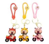 FOSDICK 3 Pack Capybara Keyring, Interesting Key Ring, Cute Keychain, Cycling Capybara Key Rings, Cartoon Animals Bag Charm, Keychains, Bag Charms Accessories Birthday Gifts for Women Men Boys Girls