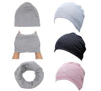 FOSDICK 3 PCS Chemo Headwear for Women Beanie Scarf Hats for Men/Women, Soft Fabric Summer Turban Sleep Cap Cancer Headwear for Hair Loss (Gray, Black, Pink)