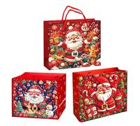 FOSDICK 3 PCS Christmas Bags Medium, Christmas Paper Bags with Handle, Christma Party Bag Red, Christma Present Bag Reusable for Xmas Presents Party Holiday Decoration, 26 X 11 X 20 cm