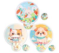 FOSDICK 3 PCS Hand Fan Folding, Foldable Round Fans, Round Folding Fan, Portable Summer Handheld Foldable Fans with Case Beautiful Patterns For Wedding Party Home Decor Personal Decoration, Animals