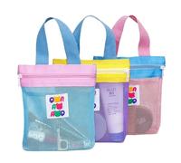 FOSDICK 3 Pieces Mesh Shower Bag 22 x 20cm Caddy with Zipper Toiletry Tote Hanging Wash Bag Colourful Washbag Quick Dry Toiletry Bags for College Dorms, Gym, Beach, Camping, Swimming, Yoga and Travel