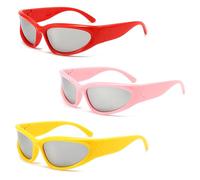 FOSDICK 3 Pieces Wrap Around Sunglasses, Rave Glasses, Futuristic Wraparound Sunglasses Womens, Polarized UV400 Protection Wrap sunglasses, Sun Glasses Men Women