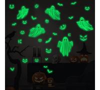 FOSDICK 3 Sheets Halloween Window Stickers, Glow in The Dark Halloween Window Decorations, Removable PVC Halloweens Windows Clings Cute Ghost for Halloweens Party Indoor Outdoor, 20x15 CM