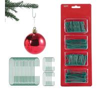 FOSDICK 300 PCS Green Christmas Ornaments Hangers Hooks, Reusable Christmas Tree Hooks, Bauble Hangers, 3.4cm and 6.4cm Christma Bauble Hook, for Hanging Baubles, Ornaments, Festive Décor