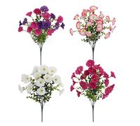 FOSDICK 4 Pcs Artificial Flowers Bouquet, Multicoloured Fake Flowers, Artificial Flower Bouquet, Silk Faux Flower Morning Glory for Indoor Outdoor Home Room Garden Yard Patio Porch Wedding Decoration