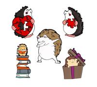 FOSDICK 5 PCS Funny Cartoon Pin Badges Set, Cute Hedgehog Enamel Pins, Metal Brooch Lapel Pins, for Lanyards Bags Clothes Backpack Decoration Funny Gift Idea for Men Women