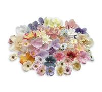 FOSDICK 50 PCS Artificial Flowers, Colourful Silk Artificial Flower Heads, Cake Decorations Flowers, Mix Small Fake Flower Heads, Silk Flower for Crafts for DIY Scrapbooking Wedding Party Home Decor