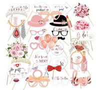 FOSDICK 55 PCS Photo Booth Props Wedding, Rose Wedding Photo Props, Selfie Props for Bridal Shower, Bachelorette, Engagement, Hen Party, Bride to be Party Accessories