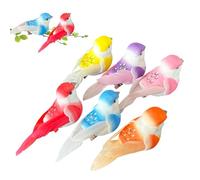 FOSDICK 6 PCS Multicoloured Bird Ornaments Artificial Bird Decorations Colourful Birds Clip On Birds Small Very Cute Artificial Feather Artificial Birds for Home Garden, 9 * 3.3 * 4cm