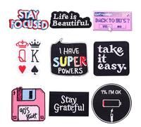 FOSDICK 9 PCS Iron on Patches, Embroidered Applique Patch DIY Sew Applique Patches Stickers Iron on Patches for Clothing Sew on Letters Repair Clothes Patches for Backpacks, Jackets, Jeans, Holes