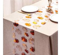 FOSDICK Autumn Table Runner 28x275cm Gold Maple Leaves Pumpkin Table Runner Halloween Tables Runners Lightweight Tables Runners Black Thin Mesh for Fall Home Party Decoration