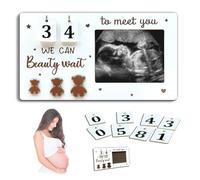 FOSDICK Baby Scan Photo Frames, Baby Photo Frame with Countdown Weeks, Babys Sonogram Picture Frame Wooden, Babys Scan Frames, Pregnancy Announcement, Pregnancy Gift for Mum to Be