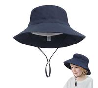 FOSDICK Baby Sun Hat with Adjustable Strap, Wide Brim Kids Sun Hat, Sunscreen Windproof Kids Bucket Hats, Beach Toddler Sunhat for Baby Boys Girls 2-6 Years (Navy Blue)