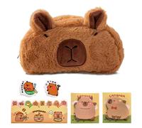 FOSDICK Capybara Pencil Case, Pencil Cases, Cute Capybara Plush Pencilcase, Capybara Stationery Set Index Tabs Sticky Notes Brooch, Kawaii Pencil Pouch with Zipper, for Girls Boys Student Teenage