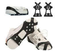 FOSDICK Crampons, Ice Grips for Shoes and Boots, Ice Cleats with 10 Stainless Steel Spikes, Rubber Snow Grips for Shoes, Anti-Slip Walk Traction Spike for Winter Walking Hiking Outdoor Fishing