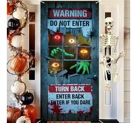 FOSDICK Halloween Door Cover, Halloween Door Banner Ghost Chase, Large Fabric Doors Cover Scary Backdrop Halloweens Decorations for Front Doors House Yard Party Backdrop Decoration