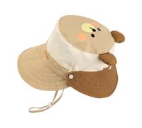 FOSDICK Kids Sun Hat, Bear Summer Hats for Girls and Boys, Summer Hat with Detachable UV Protection Neck Cover, Wide Brim Sunhat Kids, Cute Children's Sun Hats, Sunhats with Adjustable Chin Strap