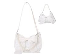 FOSDICK Pearl Handbags for Women, Vintage Bow Tie Cross Body Bag Women, Multifunction Handbags & Shoulder Bags, Fashion Women's Cross-Body Bags, Popular Women's Bags, Compact Shoulder Bag, White