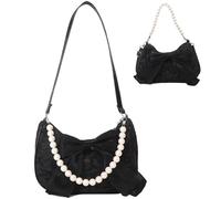 FOSDICK Pearl Handbags for Women, Vintage Bow Tie Cross Body Bag Women, Multifunction Handbags & Shoulder Bags, Fashion Women's Cross-Body Bags, Popular Women's Bags, Compact Shoulder Bag, Black