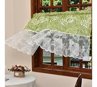 FOSDICK Small Curtain for Small Windows, Voile Kitchen Curtains, Cafe Net Curtains, Light Filtering Short Tier Curtain for Bathroom Cupboard Baset Sink Basement, 140W x 50H cm