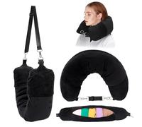 FOSDICK Stuffable Neck Pillow for Travel, Travel Pillow Stuffable with Clothes, Portable Empty Neck Travels Pillows with Adjustable Straps for Extra Luggage and Essentials, Portable Comfort (Black)