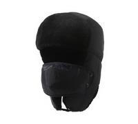 FOSDICK Trapper Hat Unisex, Ushanka Hat with Ear Flaps and Windproof Mask, Winter Russian Hat for Mens Women, Windproof Bomber Hat, Pilot Cap, Warm Hats, Trooper Hat, Hunting Hat for Outdoor Black