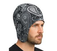 FOSDICK Winter Thermal Skull Cap, Cycling Cap Windproof Thermal Fleece, Running Beanie, Hat with Ear Flaps Mens for Outdoor Sports Riding Skiing Skating Running Gray