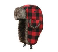 FOSDICK Winter Trapper Hat, Red Trapper Hat Tartan, Unisex Russian Hats for Man Women, Warm Hunter Hats for Outdoor Skiing Skating Cycling Hunting