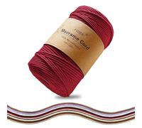 FOSER Premium Macrame Yarn 3 mm x 200 m, Cotton Yarn Cotton Cord for DIY Decoration Crafts Boho Wall Decoration (Bordeaux Red)