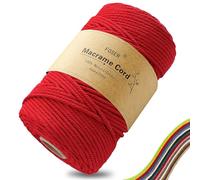 FOSER Premium Macrame Yarn 4 mm × 200 m, Natural Macrame Cord Macrame Cord for Crafts, Wall Decoration (Red)