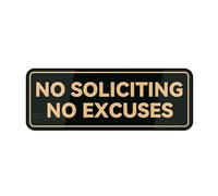 FOSHIN Acrylic Plastic Sign Fancy No Soliciting No Excuses Wall Or Door Sign 10 X 3 Inch Self Adhesive Use For Office/Business Easy To Apply