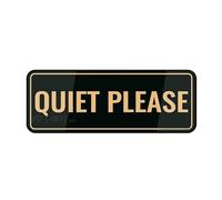 FOSHIN Acrylic Plastic Sign Quiet Please Sign Rounded Corners Durable Long Lasting With Double Sided Tape In The Back 10""X3"" Inch