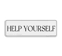 FOSHIN Help Yourself Indoors Decoration Wall Or Door Sign Rounded Corners Long Lasting With Double Sided Tape In The Back 10""X3"" Inch, Acrylic4