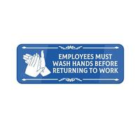 FOSHIN Informative Acrylic Plastic Sign Employees Must Wash Hands Before Returning To Work Soap Wall Or Door Sign 10 X 3 Inch Self Adhesive Use For Office/Business Easy To Apply