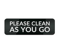 FOSHIN Please Clean As You Go Wall Or Door Sign Rounded Corners Long Lasting With Double Sided Tape In The Back 10""X3"" Inch, Acrylic5