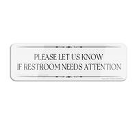 FOSHIN Please Let Us Know If Restroom Needs Attention Sign Sign 3"" X 10"" Fade Resistance Indoor/Outdoor Use, Acrylic9