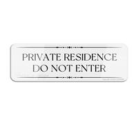 FOSHIN Private Residence Do Not Enter Sign 10 X 3 Inch With Symbols Self-Adhesive For Restaurant Salons Hotel Motel Rest Stops Public Restrooms, Acrylic3