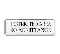FOSHIN Restricted Area No Admittance Wall Or Door Sign Room Decor Indoor & Outdoor Signs For Home Office Work 10"" X 3"", Acrylic4