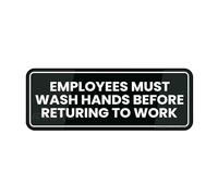 FOSHIN Sign For Door Acrylic Plastic Employees Must Wash Hands Before Returning To Work Sign Sign 3"" X 10"" Fade Resistance Indoor/Outdoor Use