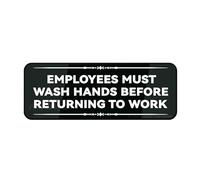 FOSHIN Sign For Door Acrylic Plastic Fancy Employees Must Wash Hands Before Returning To Work Sign Durable Long Lasting With Double Sided Tape In The Back - 10"" X 3""Inch