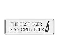 FOSHIN The Best Beer Is An Open Beer Wall Or Door Sign Sign With Adhesive 10"" X 3"" Easy To Install And Highly Visible For Office And Business Highly Visible, Acrylic6