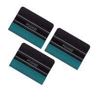 FOSHIO 4 Inch Black Card Squeegee with Soft Suede Micro-Fiber Felt Edge Car Window Tinting Vinyl Applicator Car Wrapping Installing Handy Tool, Pack-3