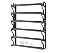 FOSHIO Metal Vinyl Rack, Wall Mounted, Holds 6 Rolls, Black, Large, Garage Workshop, Automotive Vinyl Wrap, Wallpaper, Window Film