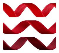 Foshird 3 Rolls Red Velvet Ribbon Series 10mm x 10 Yards Thin Burgundy Velvet Ribbon for Gift Wrapping Christmas Tree Hair Bows Crafts DIY Florist Décor Party
