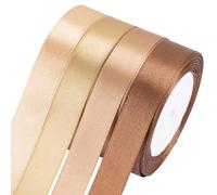 Foshird Gold Satin Ribbon 20mm Thick Ribbon for Gift Wrapping Polyester Brown Ribbons for Crafting Hair Bows Party Decorations Wedding Car Cake Christmas