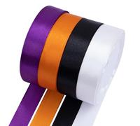 Foshird Satin Ribbon 20 mm x 22 m Gift Ribbon Orange Purple Black White Ribbon Ribbons for Crafts Decorative Ribbon for Halloween Birthday DIY Gift Packaging