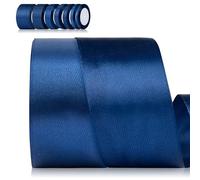 Foshird Satin Ribbon, Blue, 50 mm x 22 m, Gift Ribbon, Wide, Dark Blue, Polyester Ribbons for Crafts, Decorative Ribbon for Gift Packaging, Birthday, DIY, Navy Blue