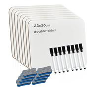 FOSHISY 8Pack Dry Erase Mini Whiteboard A4 with Dry-Erase Pens,22 x 30 cm Double Sided Small White Board Set Portable Whiteboard for Children School, Home, Office